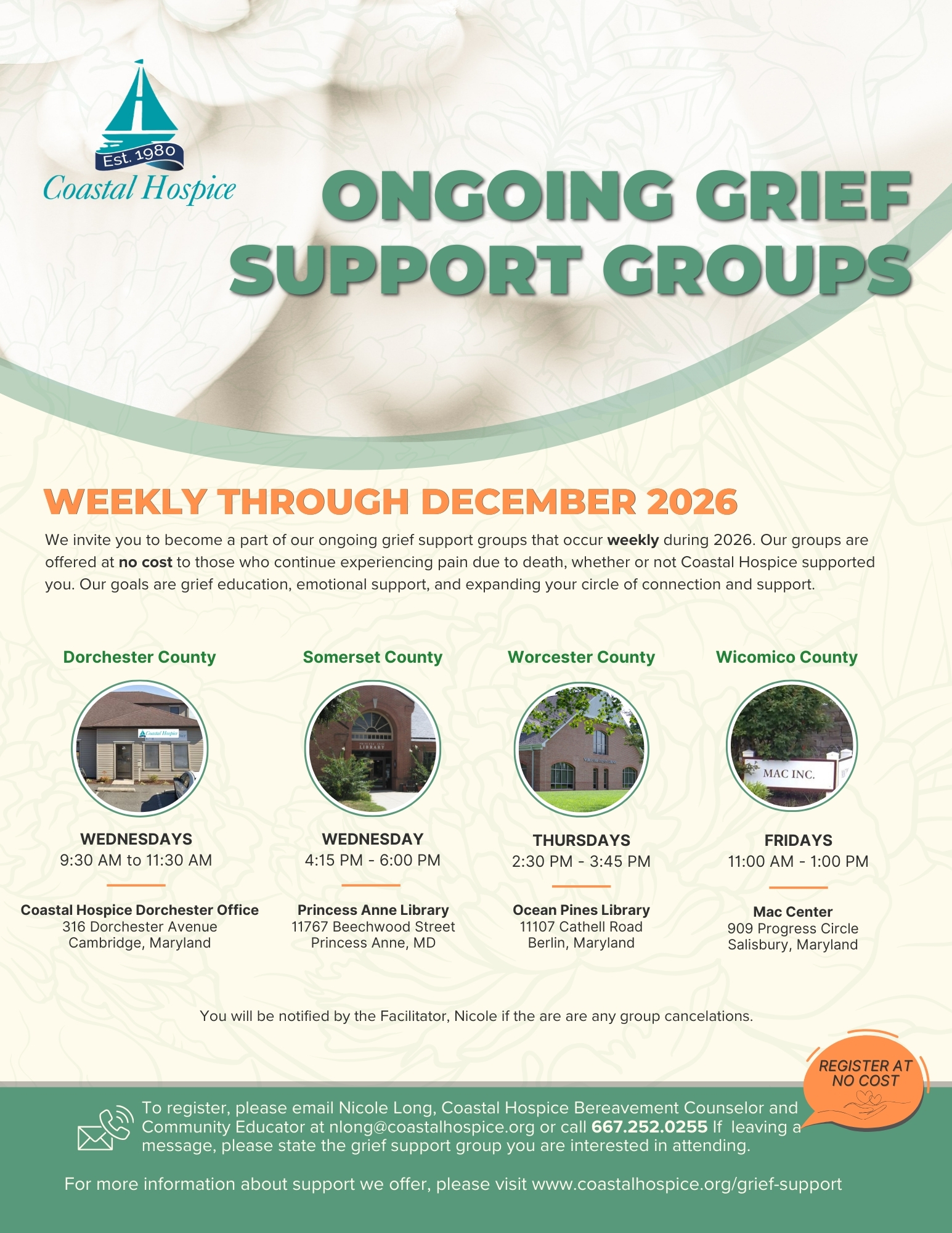 All Dates & Times Ongoing Grief Support Group 2026